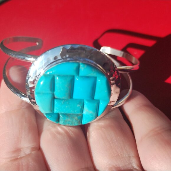 Jay King Sterling Silver Turquoise Inlay Cuff Bracelet Gallery Collection NIB - Picture 12 of 12